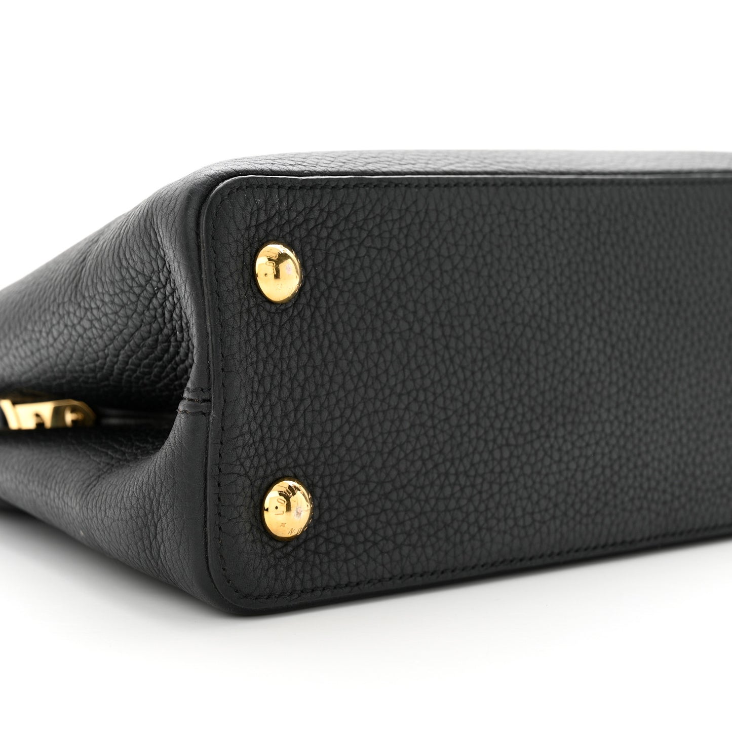 LOUIS VUITTON Taurillon Studded Sol Capucines PM Black