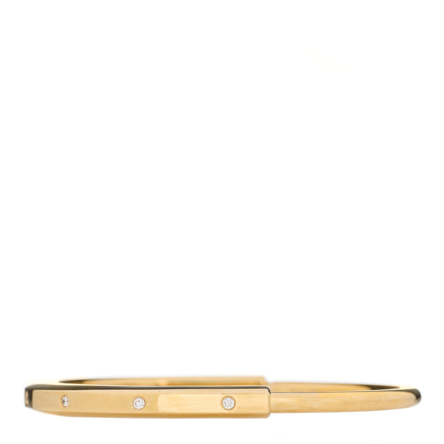 18K Yellow Gold Diamond Tiffany Lock Bangle Bracelet
