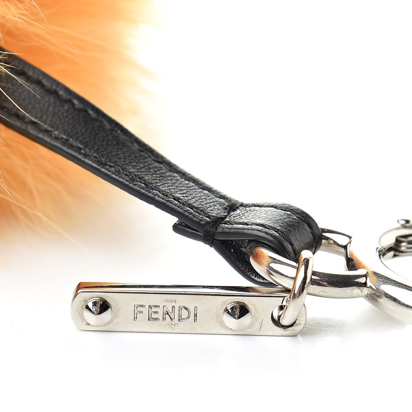 Fox Fur Pom Pom Bag Charm Orange