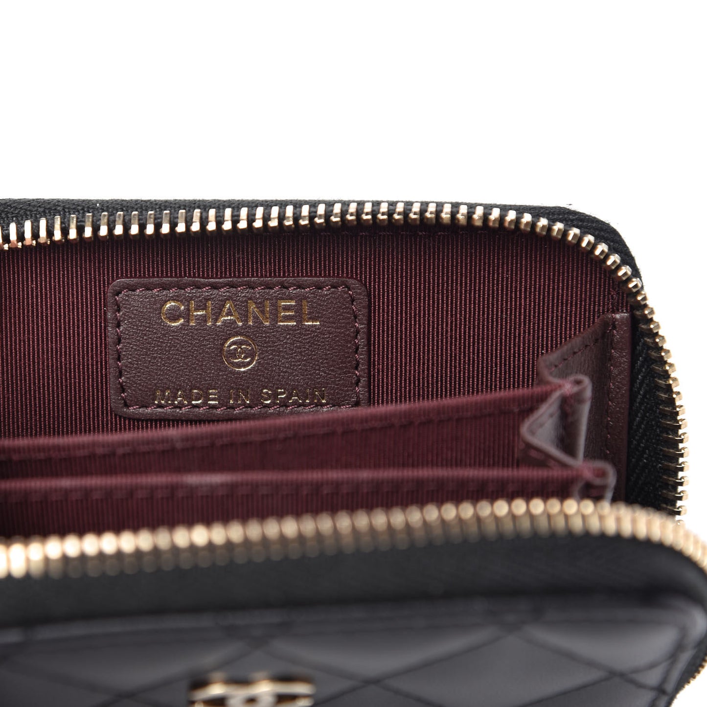 Lambskin Quilted Zip Coin Purse Black
