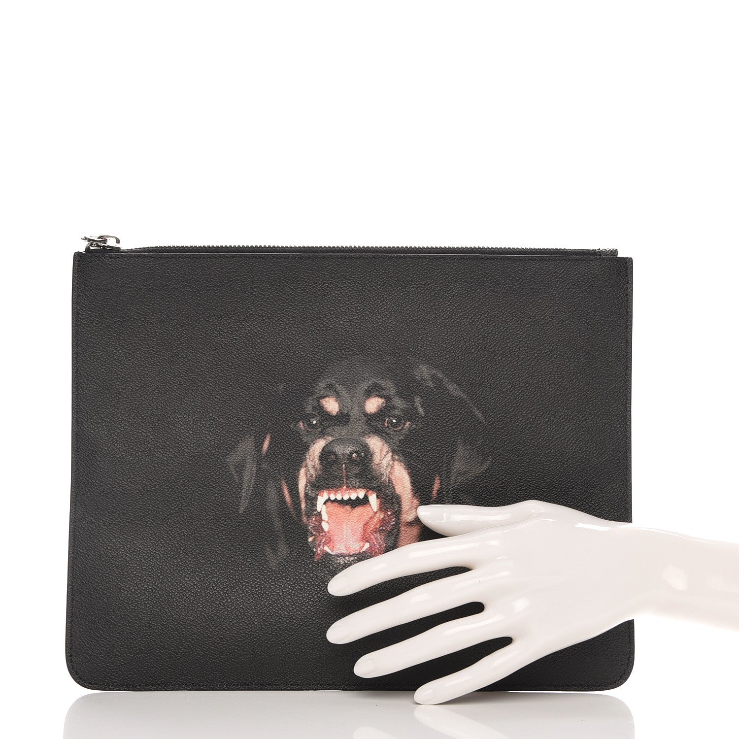 Givenchy Texutured Coated Canvas Rottweiler Print Medium Cosmetic Pouch Black 2 of 7