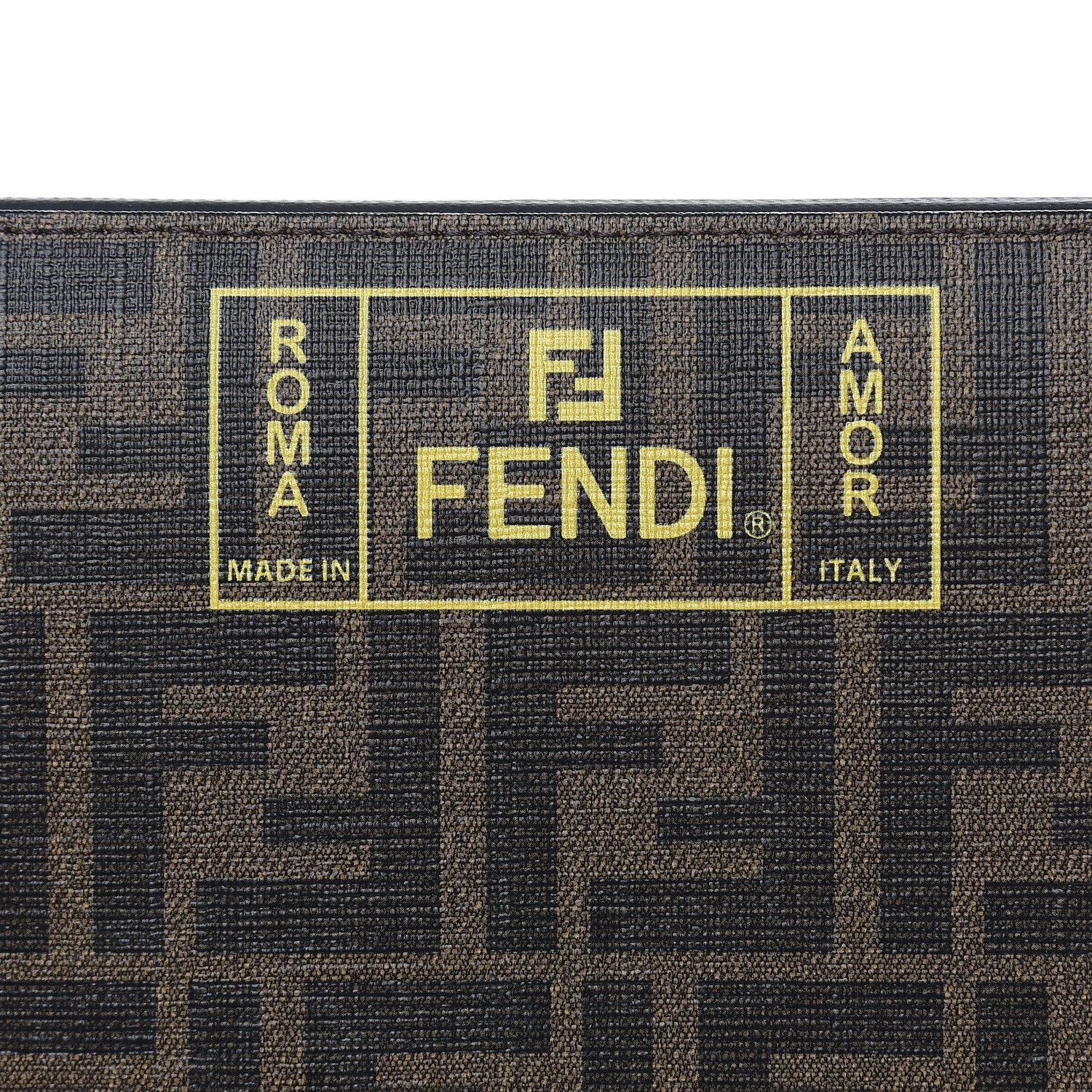 Fendi Glazed Fabric FF 1974 Roma Armor Pouch Tobacco Limone 6 of 9