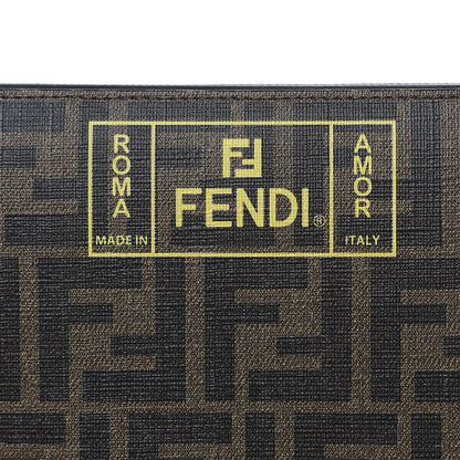 Fendi Glazed Fabric FF 1974 Roma Armor Pouch Tobacco Limone 6 of 9