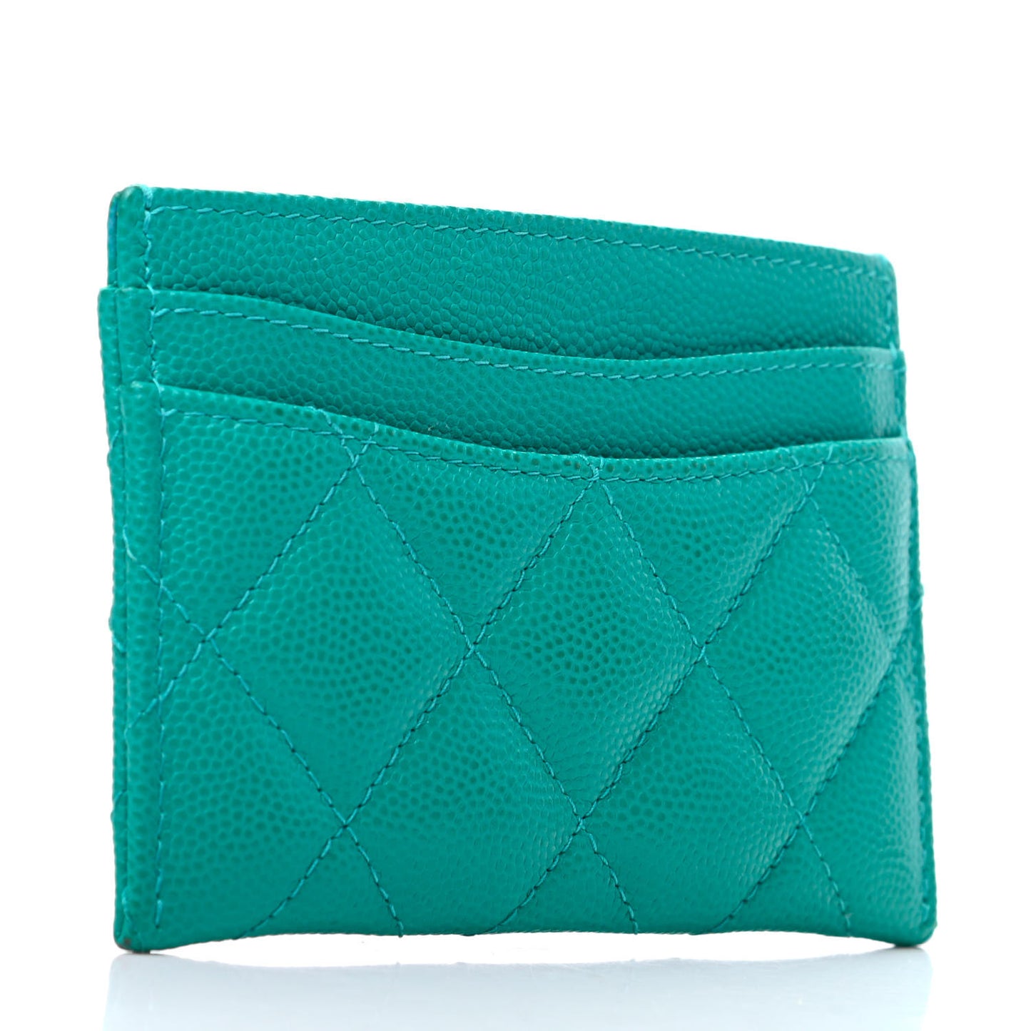 Caviar Quilted Card Holder Turquoise