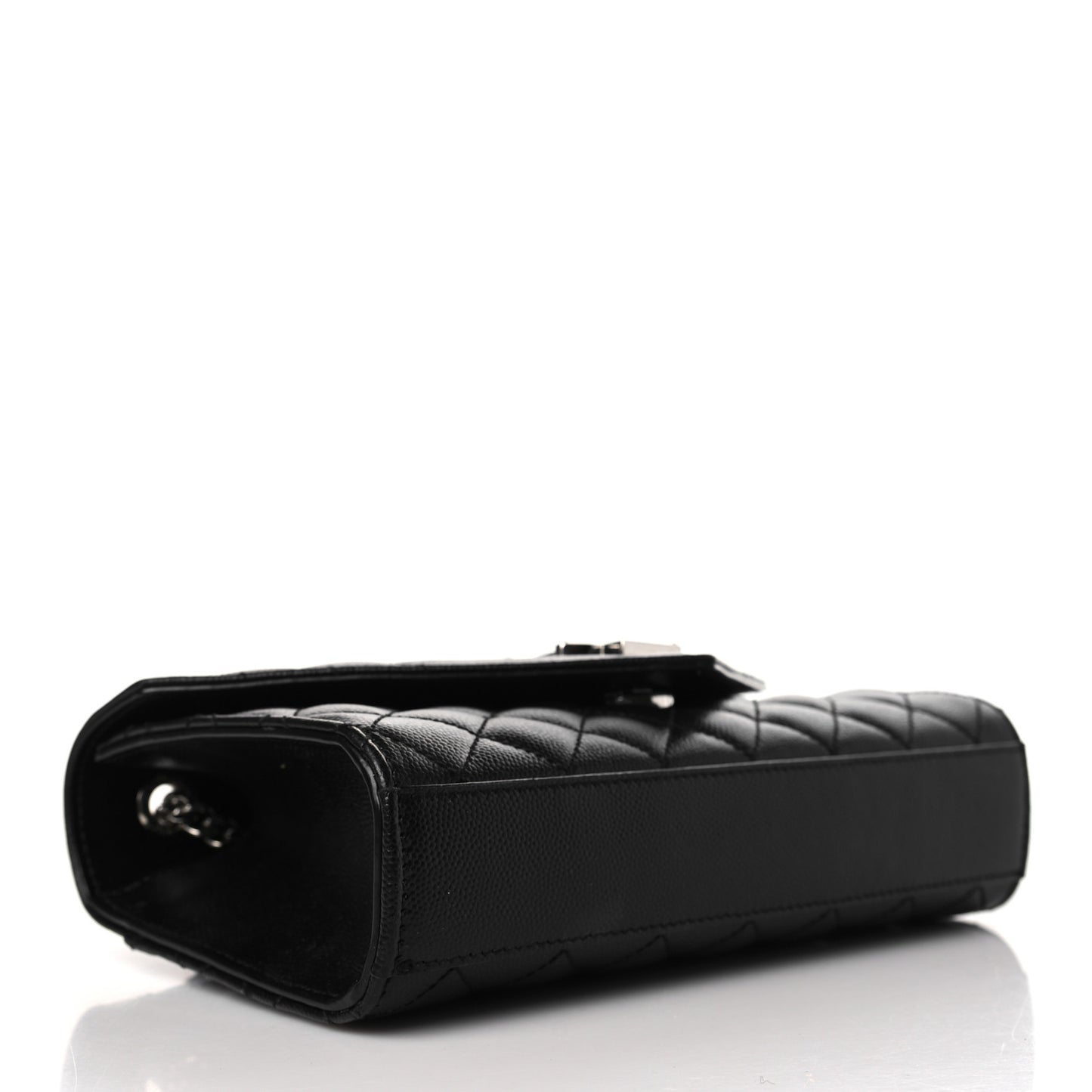 Grain De Poudre Textured Mixed Matelasse Triquilt Small Monogram Satchel Black