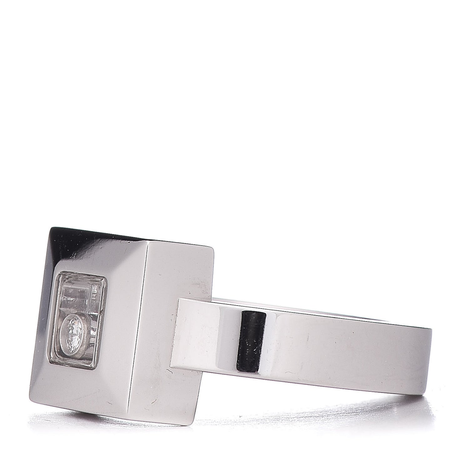 18K White Gold Diamond Happy Diamond Square Ring 50 5.25