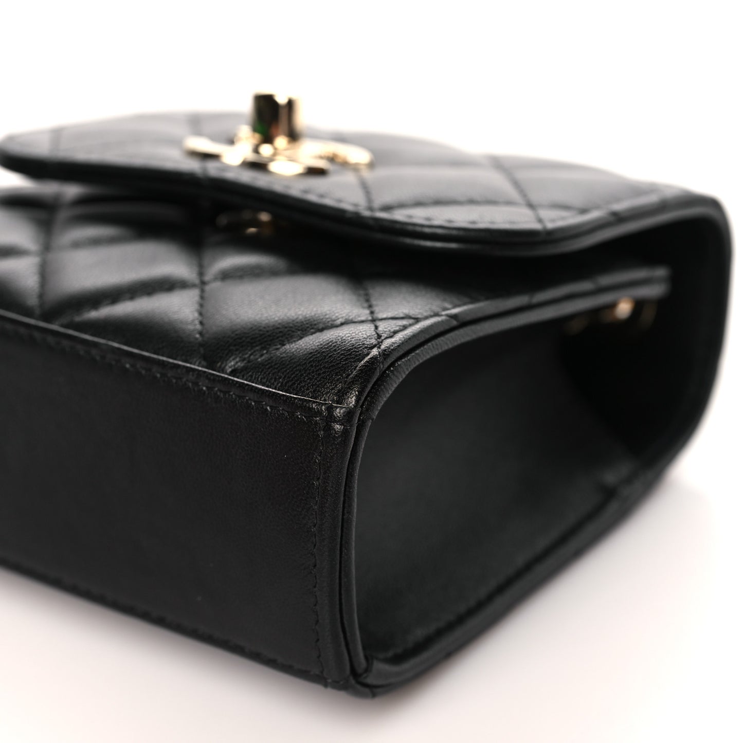 Lambskin Quilted Mini Trendy CC Chain Wallet Black