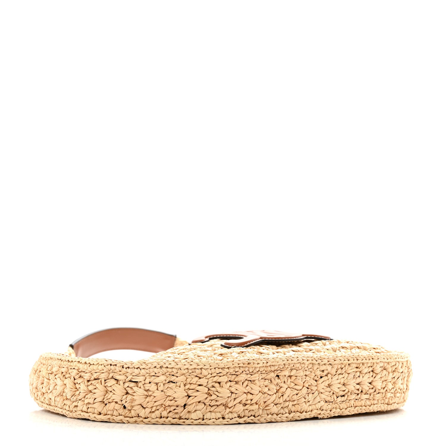 Celine Raffia Calfskin Triomphe Panier Hobo Bag Natural Tan 4 of 12