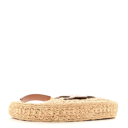 Celine Raffia Calfskin Triomphe Panier Hobo Bag Natural Tan 4 of 12
