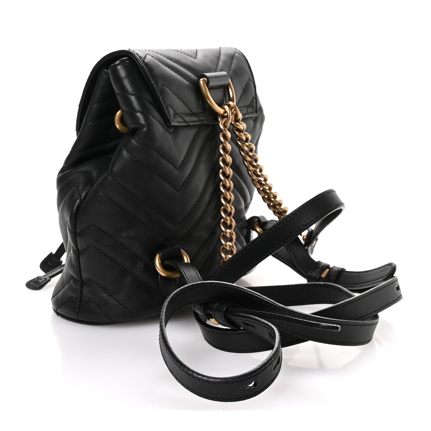 Gucci Calfskin Matelasse GG Marmont Flap Backpack Black 1769349