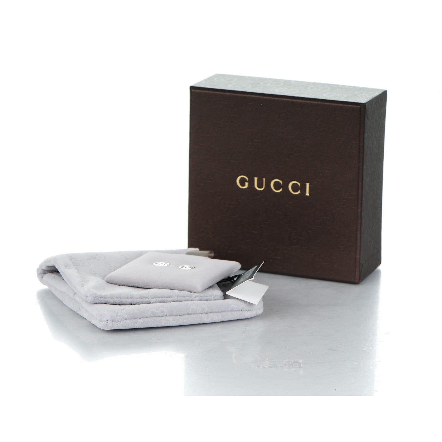 Gucci 18K White Gold GG Tissue Stud Earrings 7 of 7