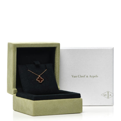 Van Cleef & Arpels 18K Rose Gold Carnelian Sweet Alhambra Pendant Necklace 6 of 6
