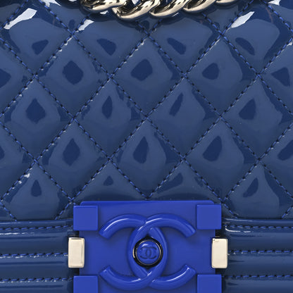 Chanel Patent Calfskin Quilted Small Plexiglass Boy Flap Blue Blue 8 of 10