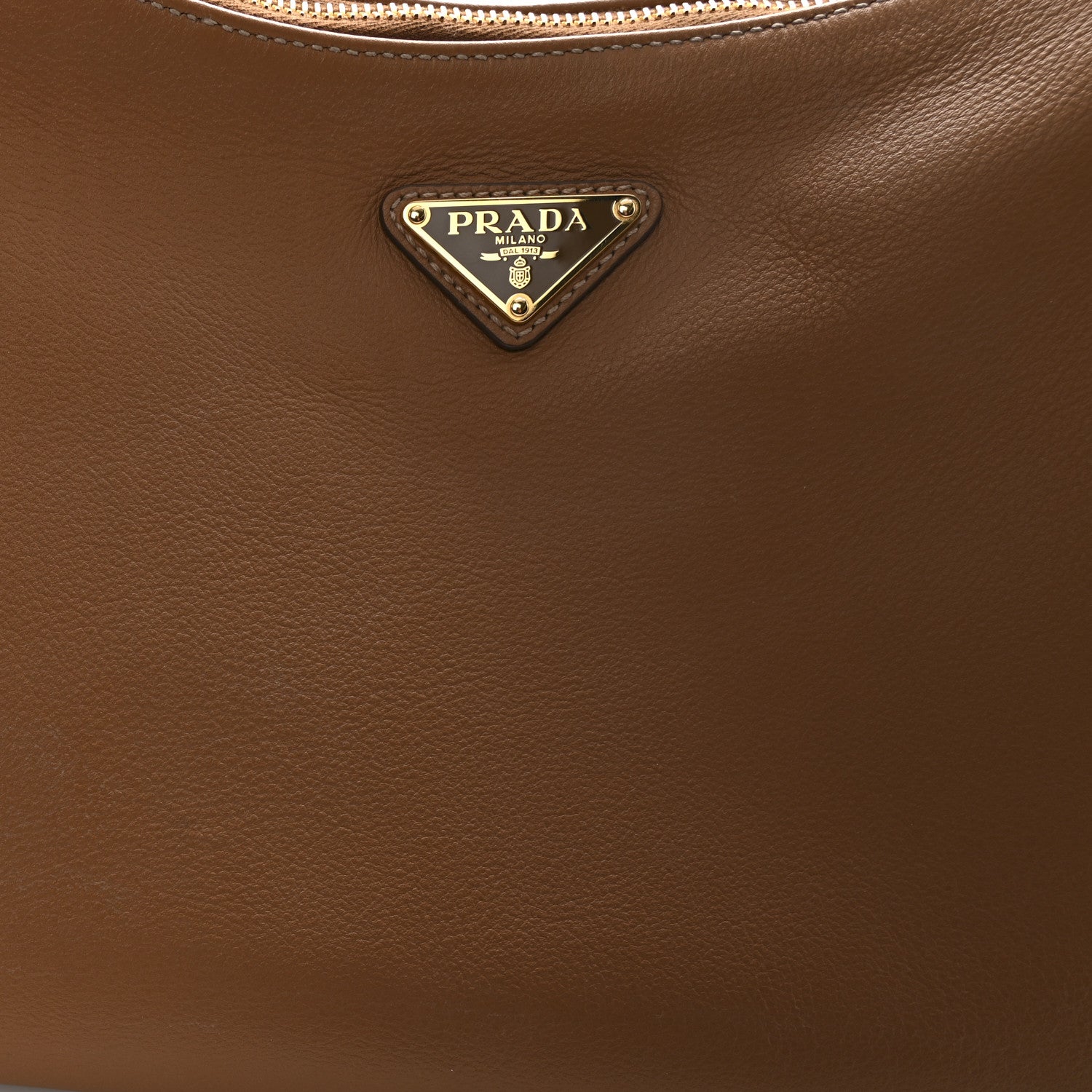 Prada Soft Calfskin Large Aimée Shoulder Bag Caramel 11 of 11