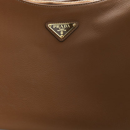 Prada Soft Calfskin Large Aimée Shoulder Bag Caramel 11 of 11