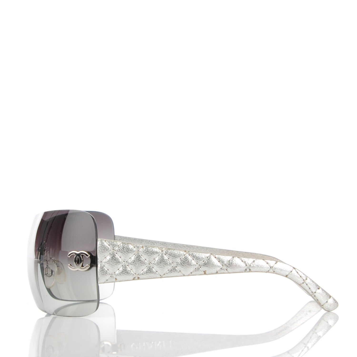 Chanel Metallic Quilted CC Sunglasses 4157-Q Silver 2 of 7