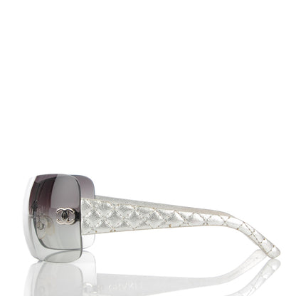 Chanel Metallic Quilted CC Sunglasses 4157-Q Silver 2 of 7