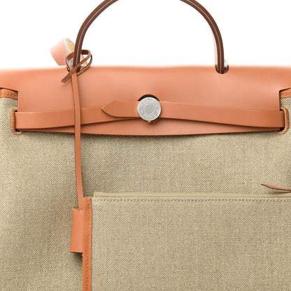 Hermes Military Toile Vache Hunter Herbag Zip Retourne 31 PM Beton Naturel 9 of 10