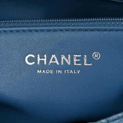 Chanel Denim Quilted Medium Camellia Sweetheart Flap Blue 6 of 12