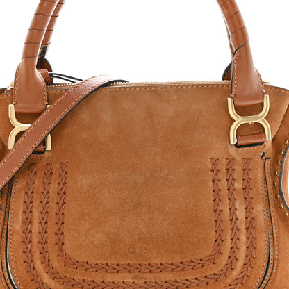 Chloe Suede Calfskin Braided Medium Marcie Satchel Caramel 8 of 17