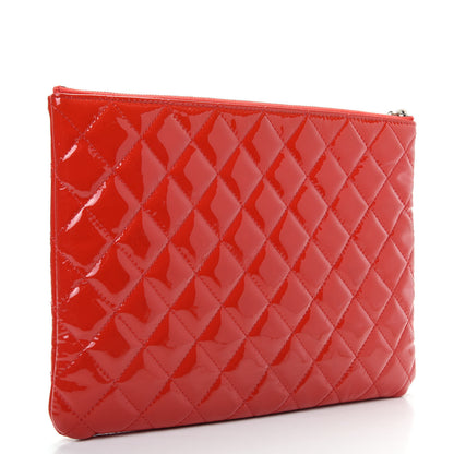 Chanel Patent Calfskin Quilted Valentine Hearts Medium O Cosmetic Case Red 3 of 9