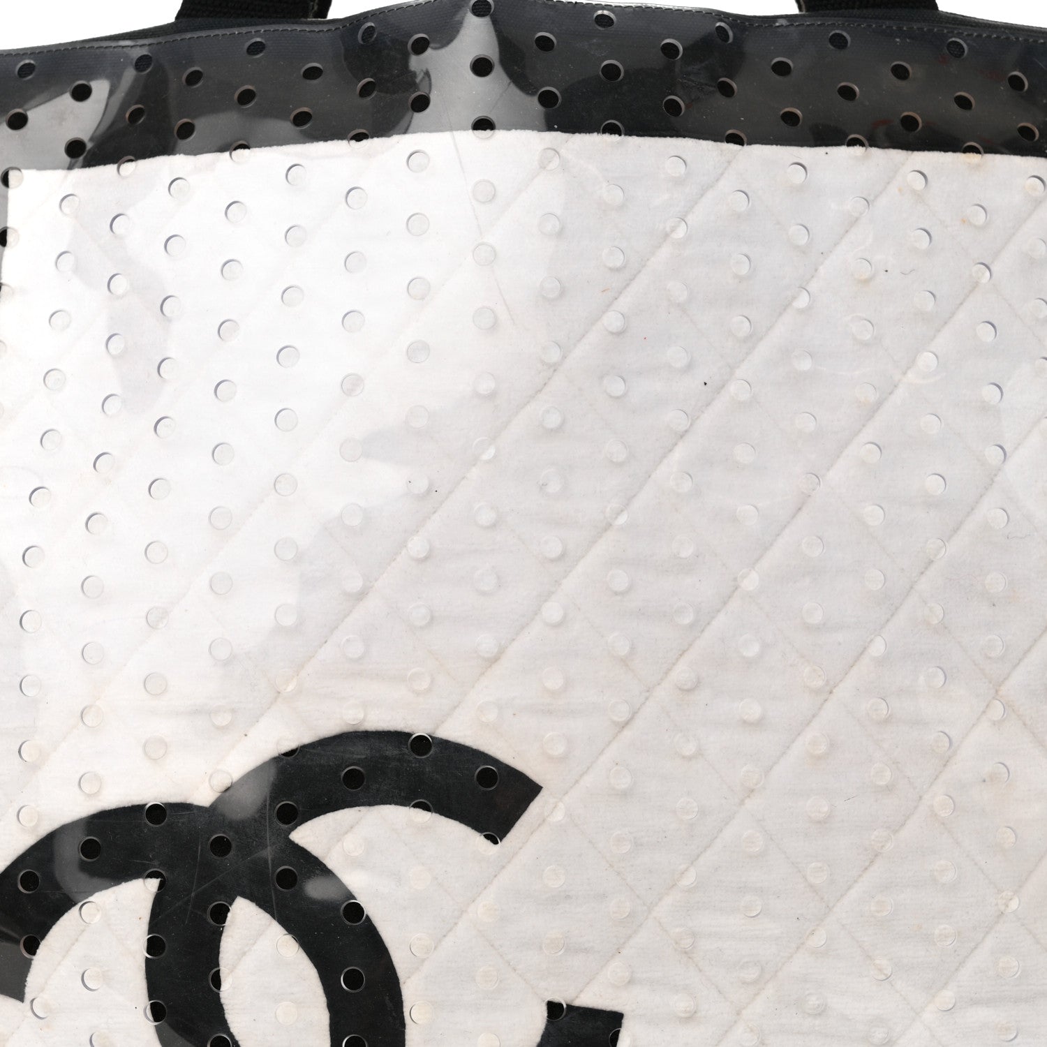 Chanel Canvas Vinyl Perforated CC Tote White Black Dark Navy 8 of 24