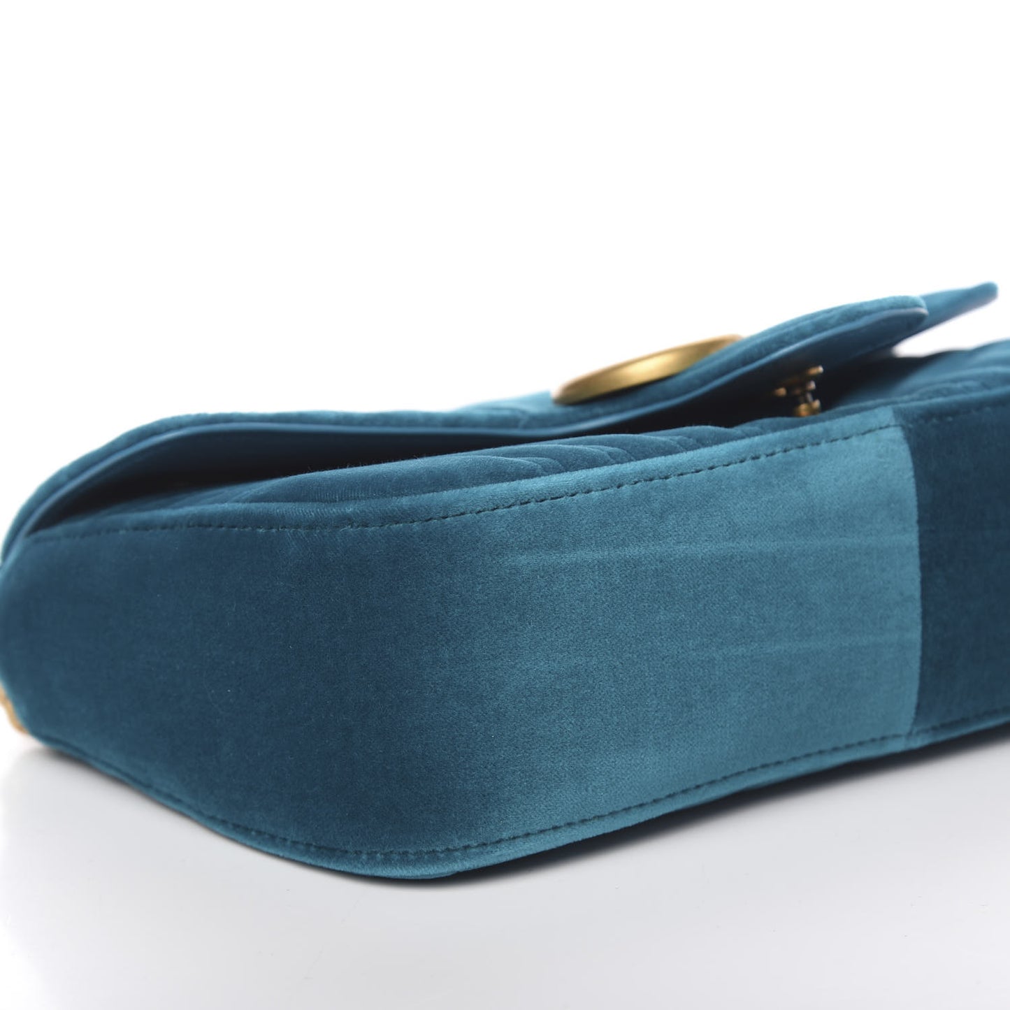 Velvet Matelasse Small GG Marmont Shoulder Bag Pavone Cyan