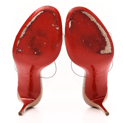 Christian Louboutin Patent PVC Just Nothing 85 Slide Sandals 38 Nude 5 of 8