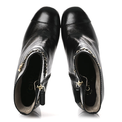Chanel Crumpled Calfskin Cap Toe Chain Short Boots 35 Black 39.5 Black 2 of 11