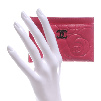 Chanel Lambskin Camellia Card Holder Fuchsia 2 of 8