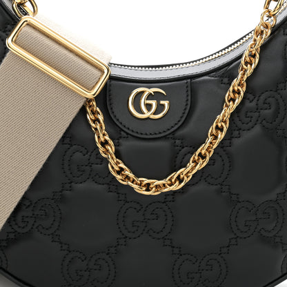 Gucci Calfskin GG Matelasse Small Hobo Shoulder Bag Black Natural 8 of 10