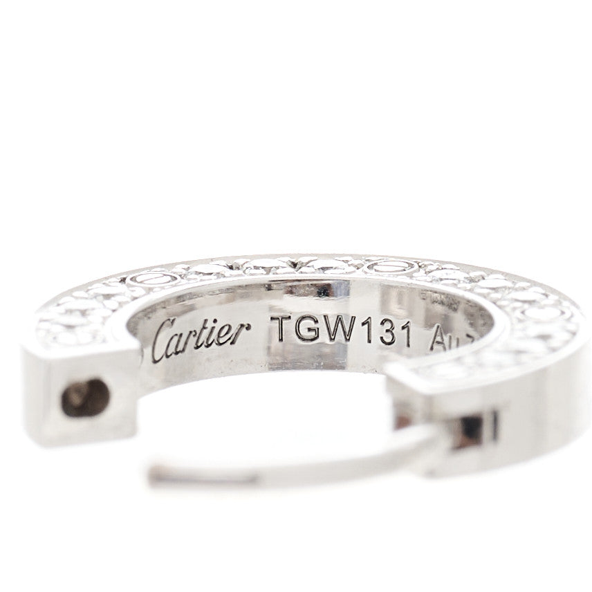 18K White Gold Diamond Pave Single LOVE Hoop Earring