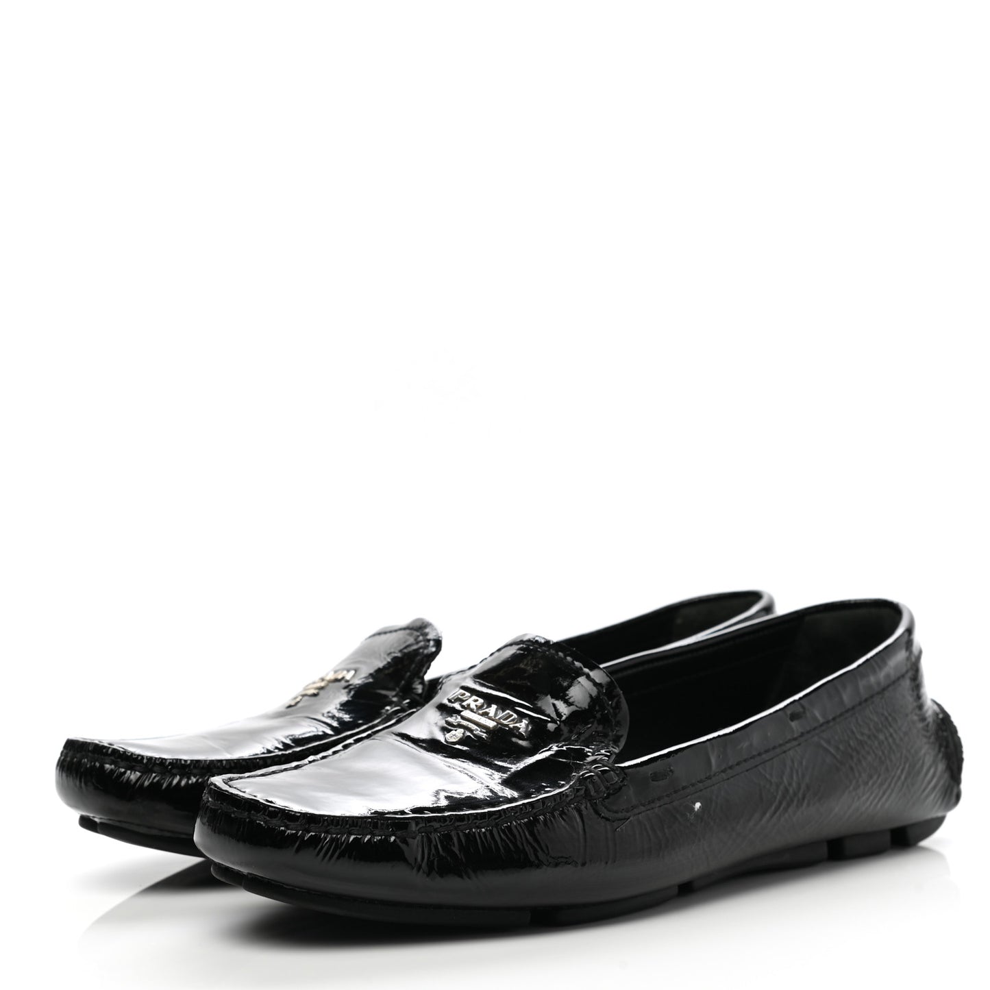 Patent Calfskin Logo Loafers 37.5 Black
