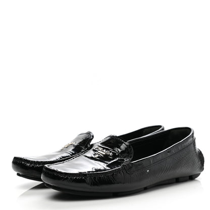 Prada Patent Calfskin Logo Loafers 37.5 Black 3 of 10
