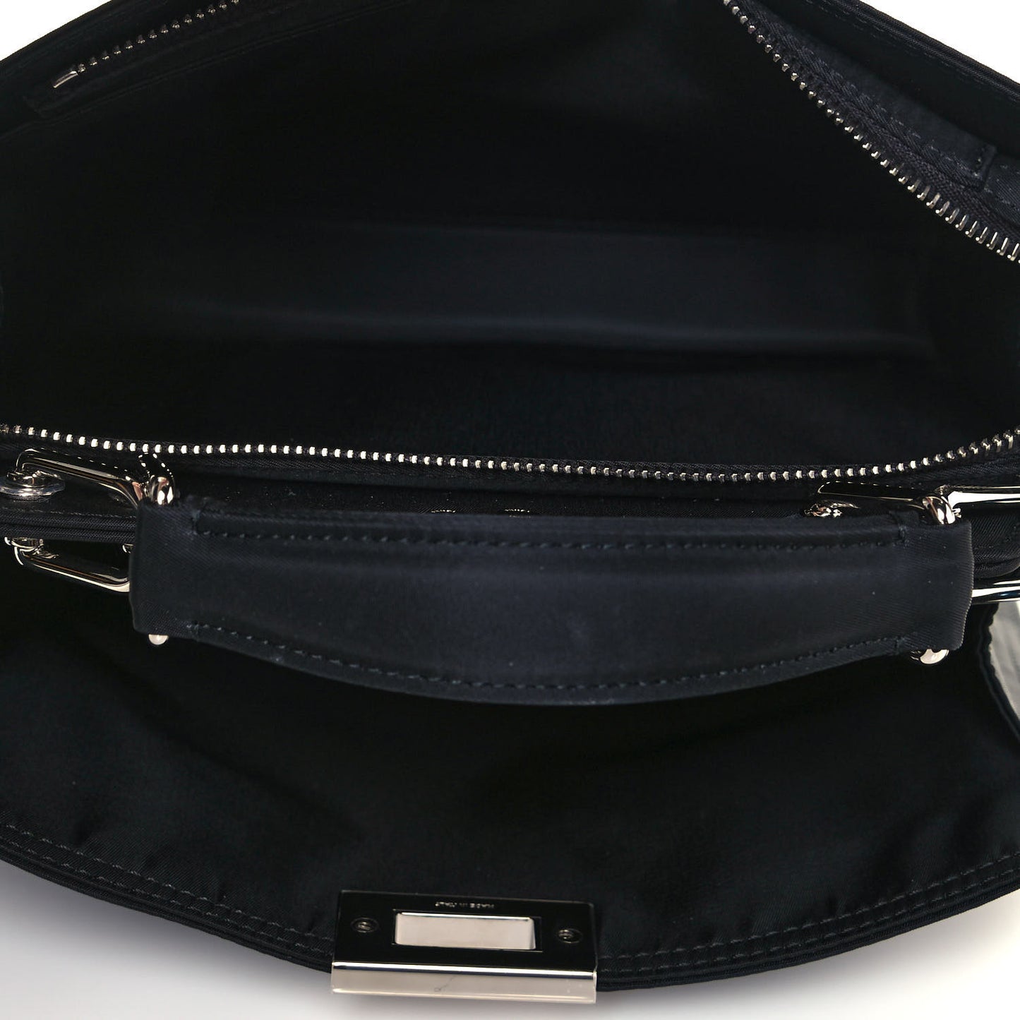 Nylon Vitello Cover Logo Embossed Mini Peekaboo I SEE U Satchel Black White
