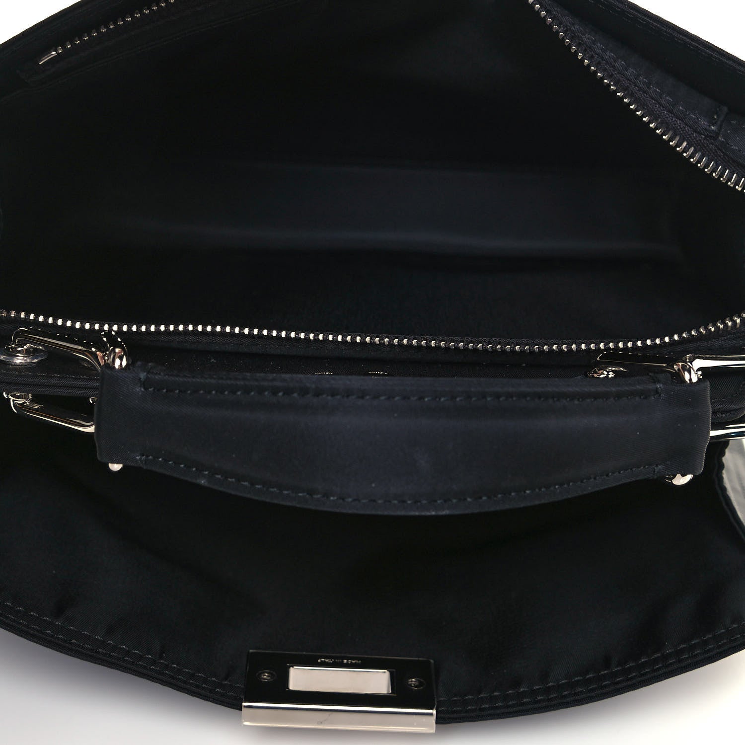 Fendi Nylon Vitello Cover Logo Embossed Mini Peekaboo I SEE U Satchel Black White 6 of 11