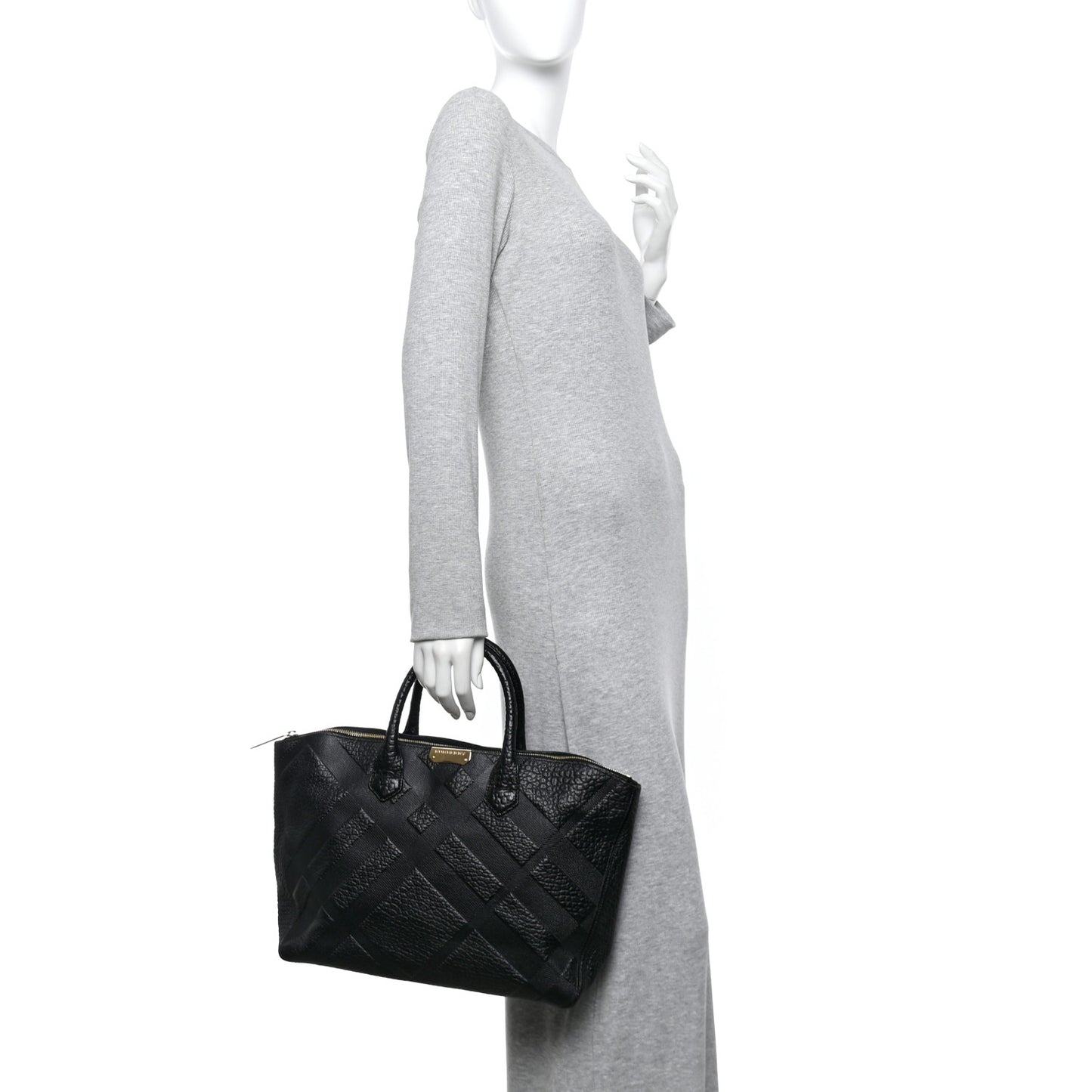 Heritage Grain Check Embossed Medium Dewsbury Tote Black