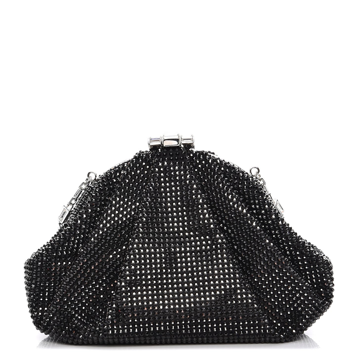 Swarovski Crystal Kisslock Clutch Black Silver