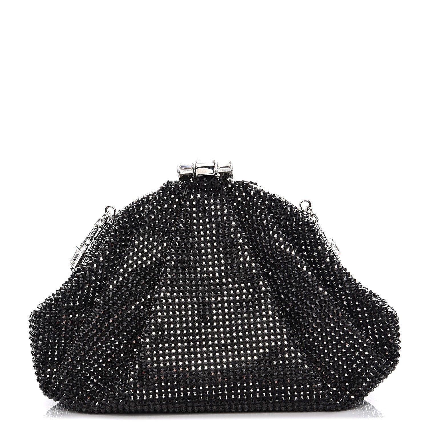 Judith Leiber Swarovski Crystal Kisslock Clutch Black Silver 1 of 10