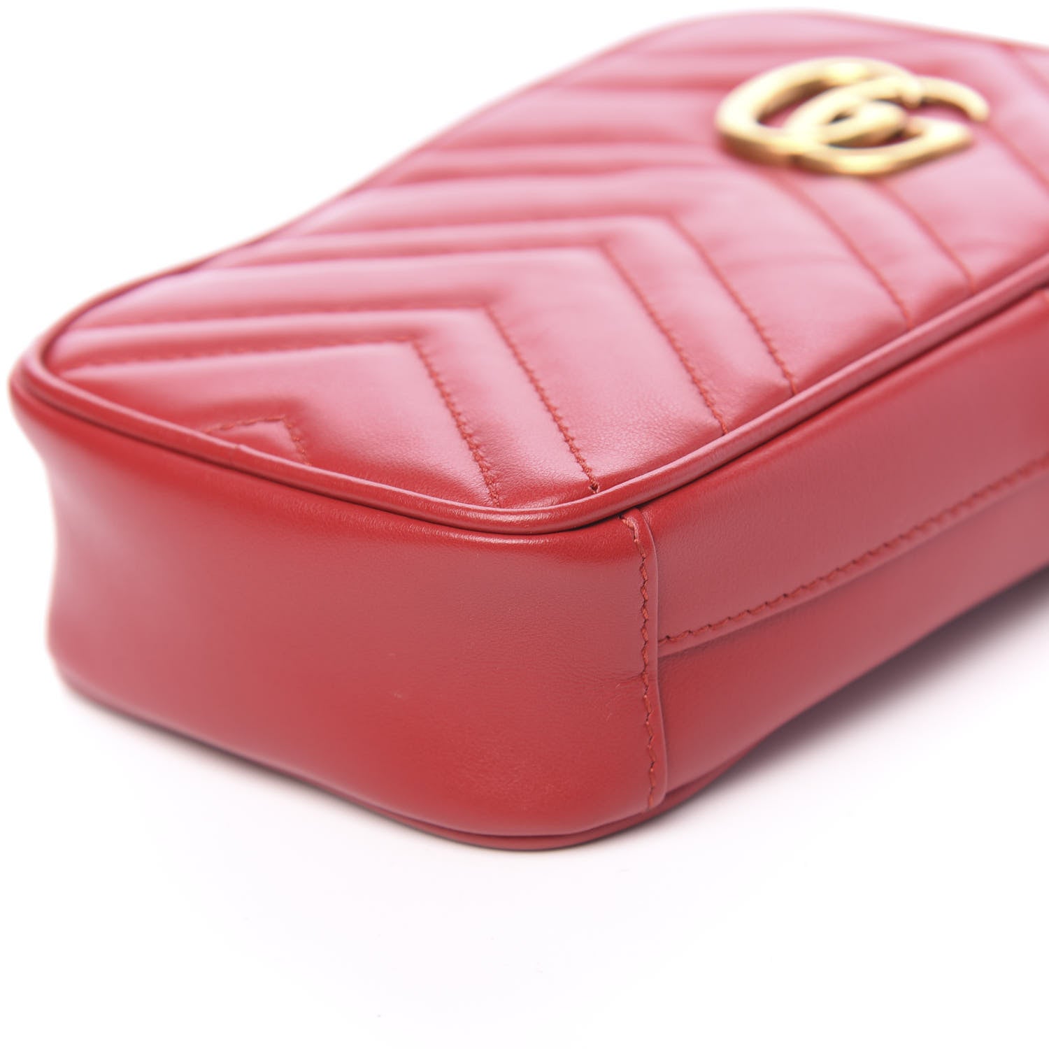 Gucci Calfskin Matelasse Mini GG Marmont Crossbody Bag Hibiscus Red 9 of 12