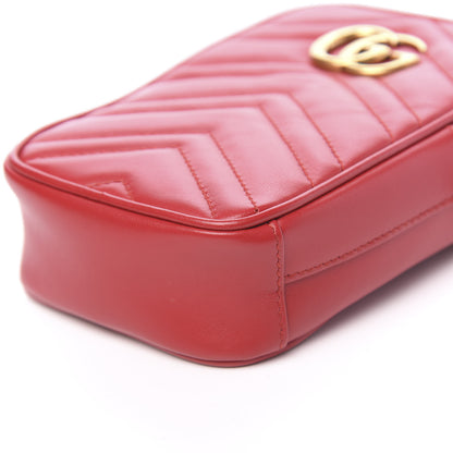 Gucci Calfskin Matelasse Mini GG Marmont Crossbody Bag Hibiscus Red 9 of 12