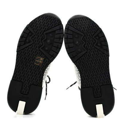 Hermes Knit Bi-Color Womens Addict Sneakers 37 Black White 6 of 9
