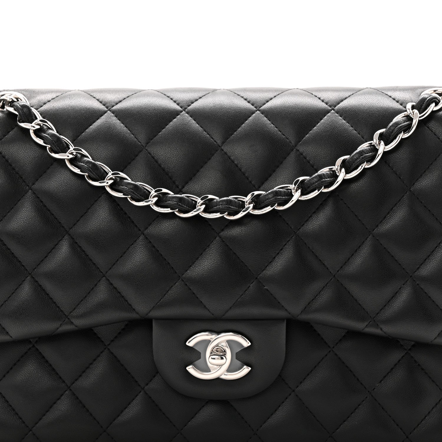 Chanel Lambskin Quilted Jumbo Double Flap Black 8 of 10