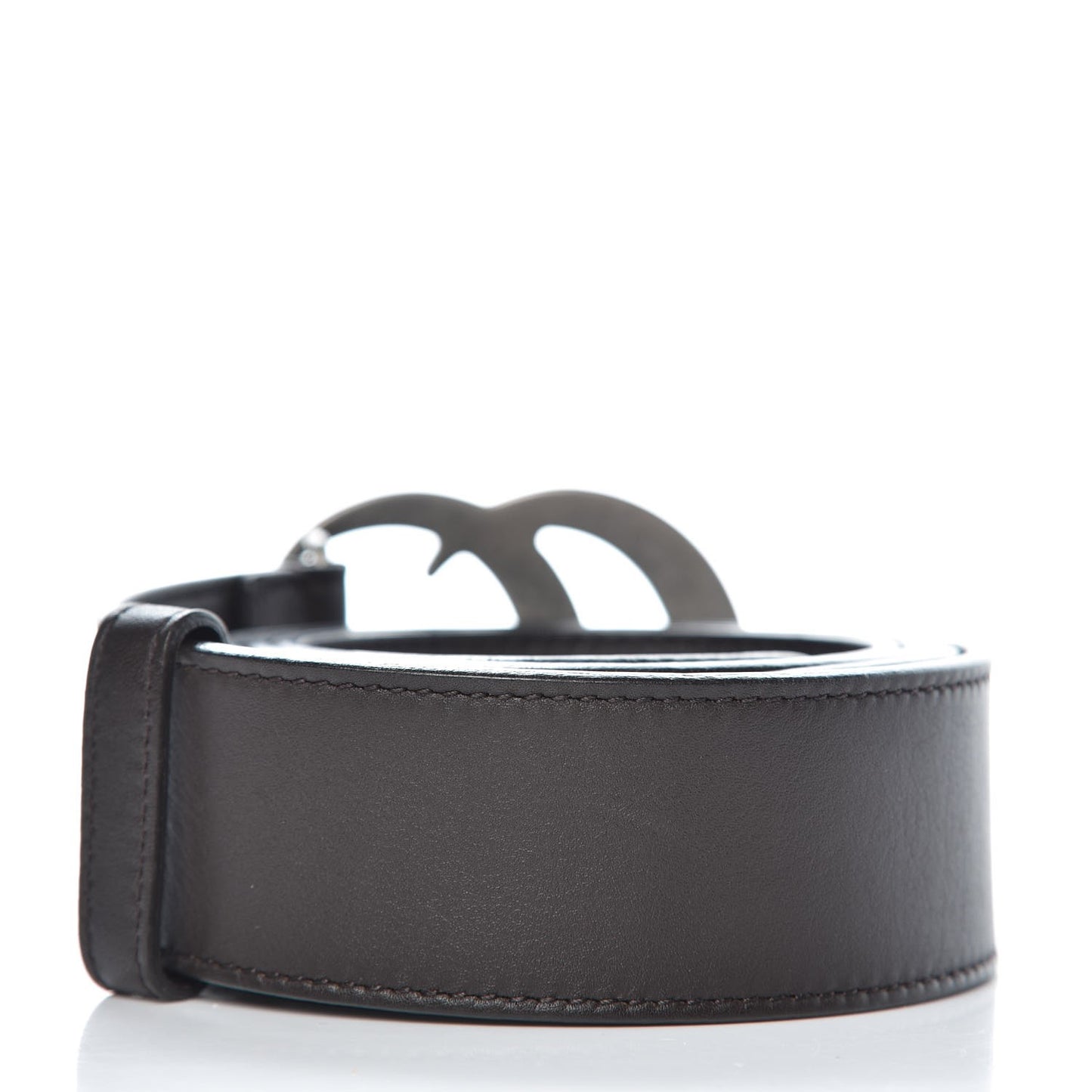Moon Calfskin Nickel Double G 40mm Belt 115 46 Dark Cocoa