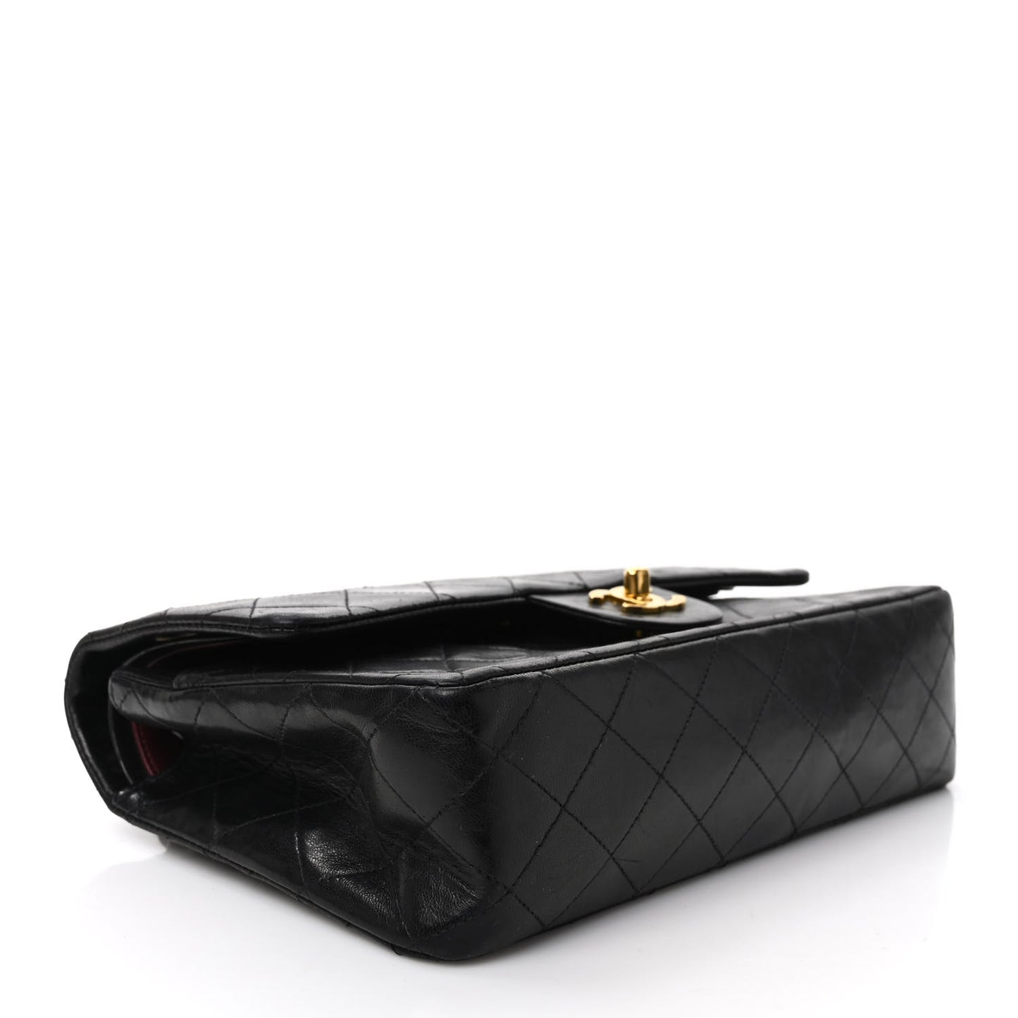 Lambskin Quilted Medium Double Flap Black