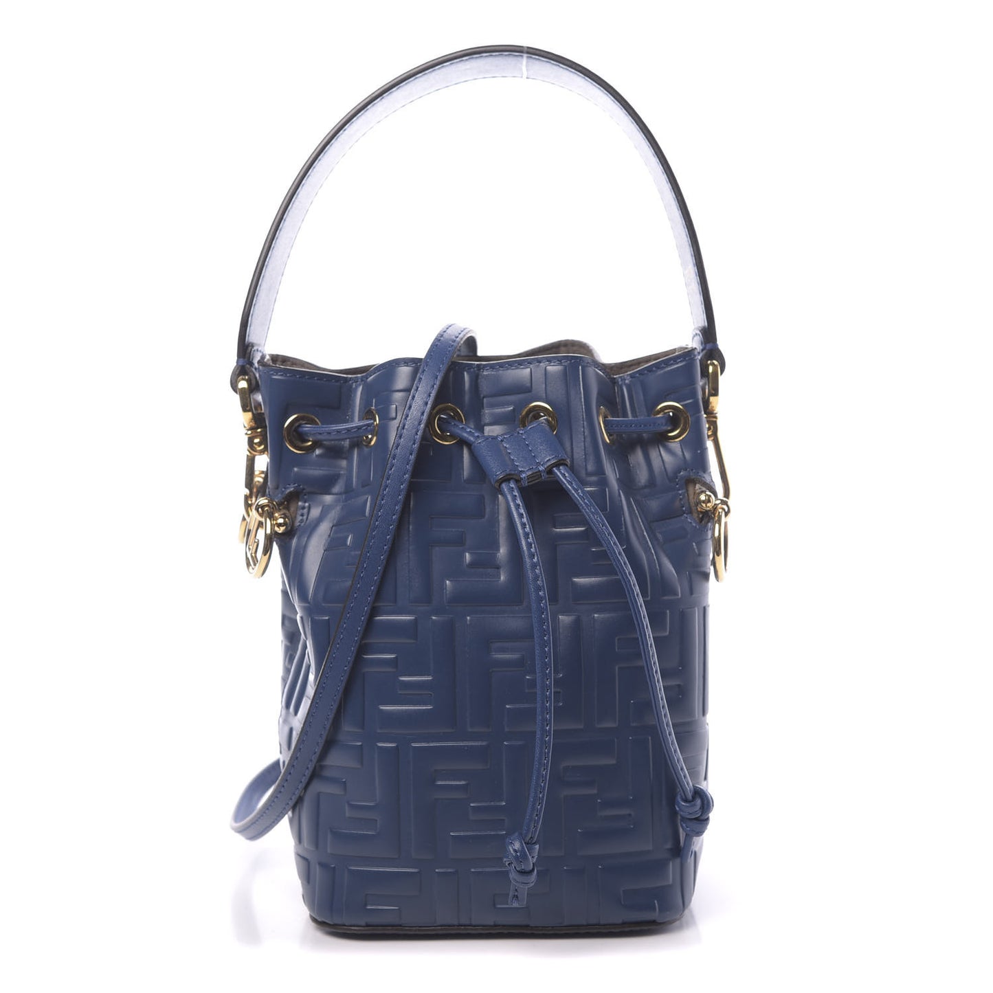 Vitello Liberty F is Fendi FF 1974 Embossed Mini Mon Tresor Bucket Bag Iris
