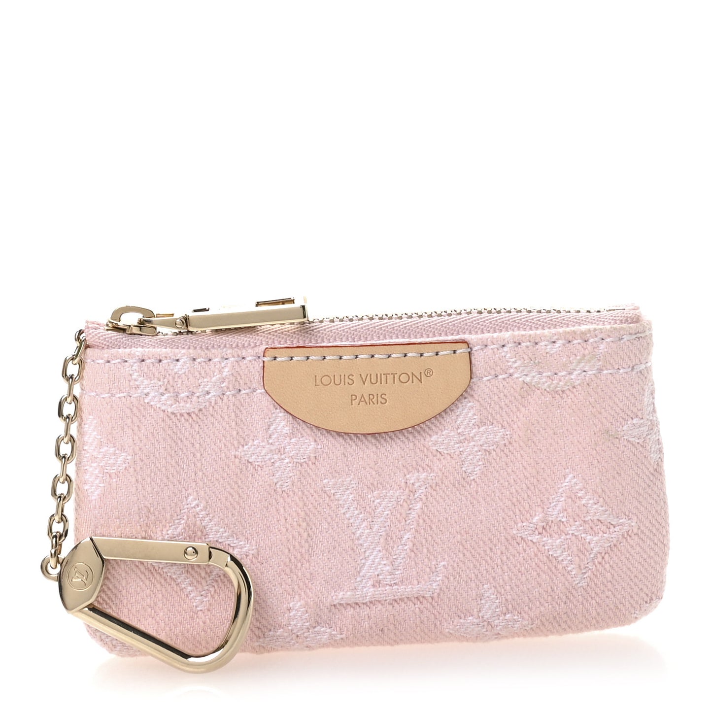 Monogram Denim Key Pouch Washed Pink