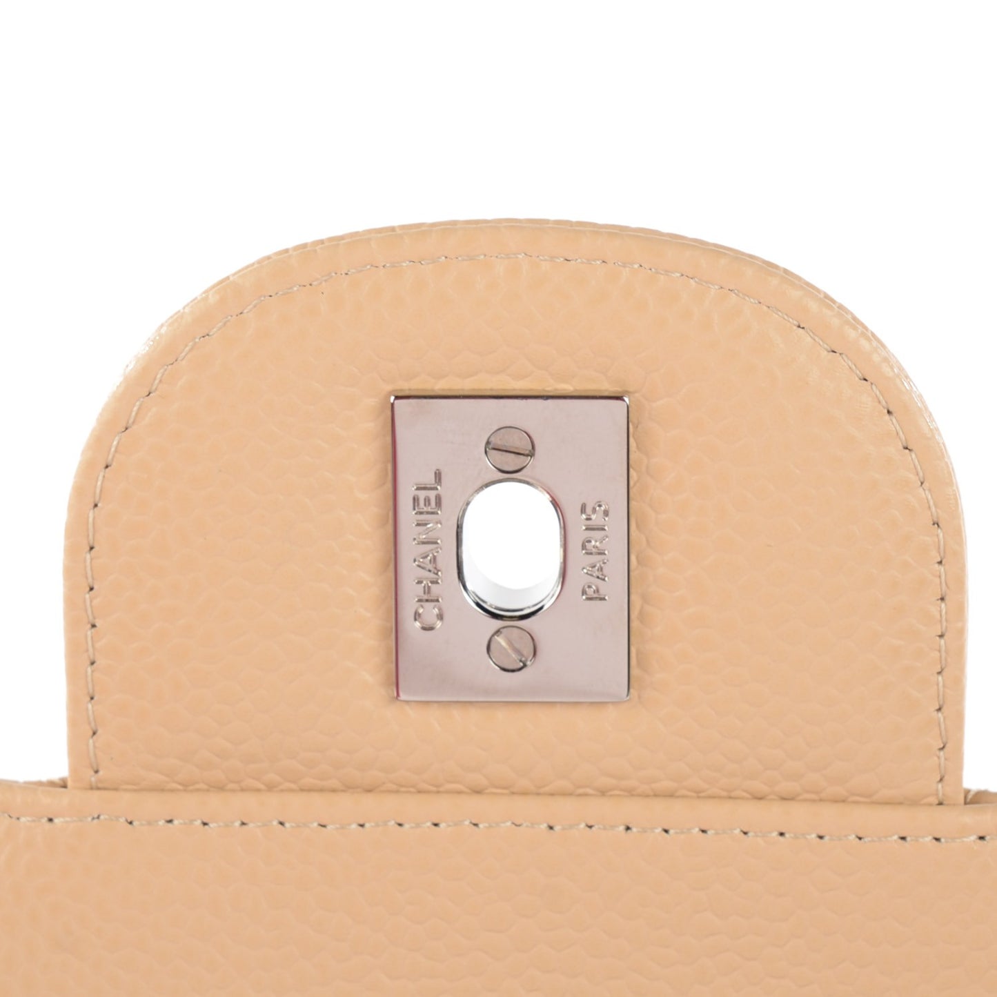 Caviar Quilted Jumbo Double Flap Beige Clair