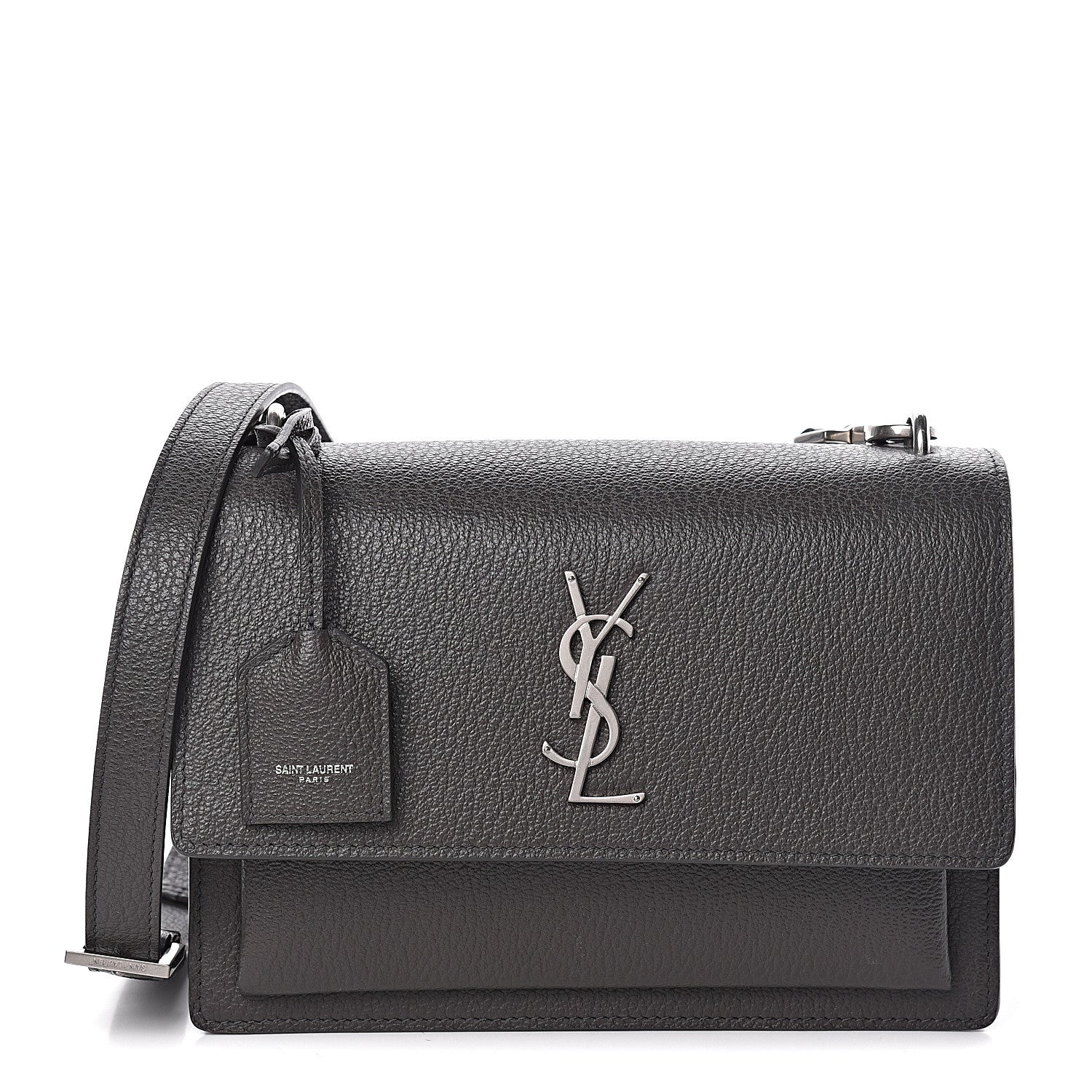 Saint Laurent Grained Calfskin Medium Monogram Sunset Satchel Fog 1 of 12