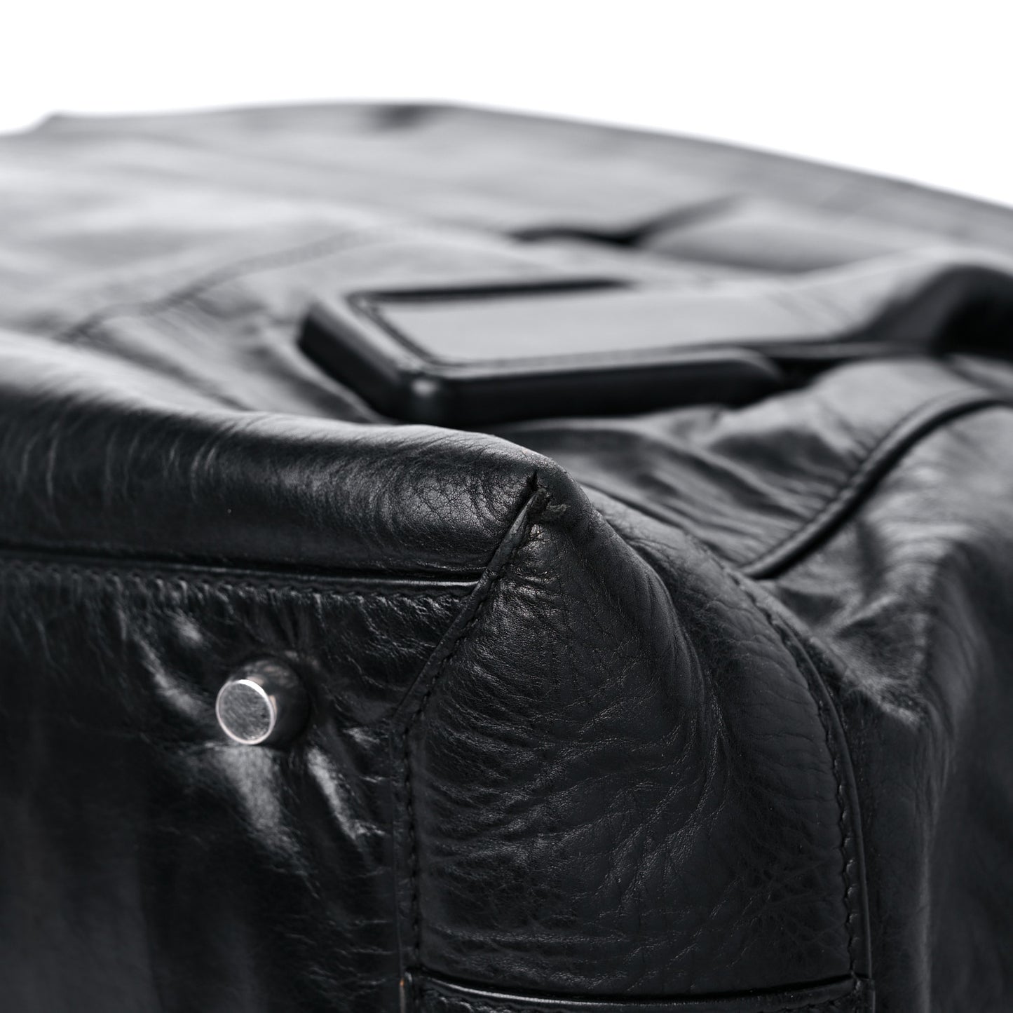 Paper Calfskin Maxi Intrecciato Arco Slouch Black Silver